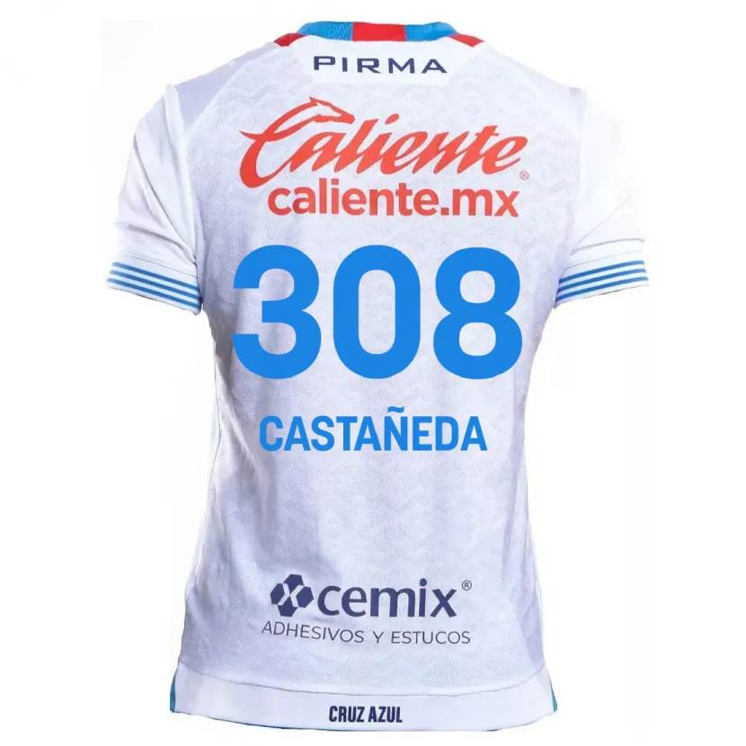 Danxen Mulher Camisola Emiliano Castañeda #308 Branco Azul Alternativa 2024/25 Camisa