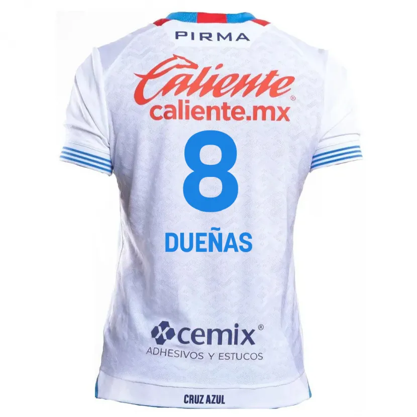 Danxen Mulher Camisola Jesús Dueñas #8 Branco Azul Alternativa 2024/25 Camisa