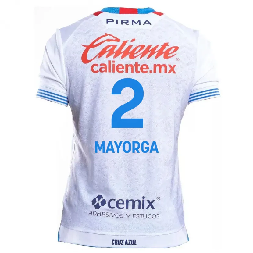 Danxen Mulher Camisola Alejandro Mayorga #2 Branco Azul Alternativa 2024/25 Camisa