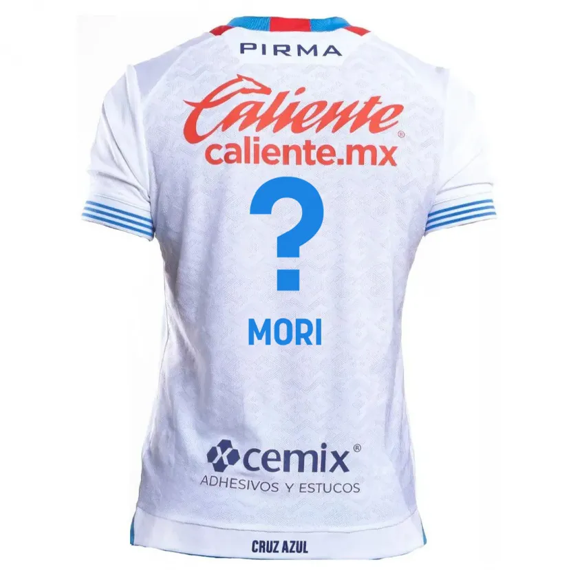 Danxen Mulher Camisola Ramiro Funes Mori #0 Branco Azul Alternativa 2024/25 Camisa