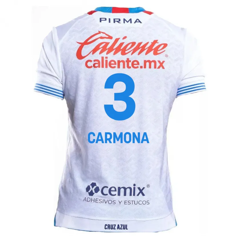 Danxen Mulher Camisola Edith Carmona #3 Branco Azul Alternativa 2024/25 Camisa