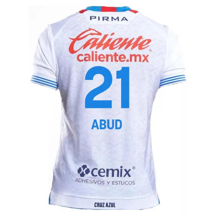 Danxen Mulher Camisola Karime Abud #21 Branco Azul Alternativa 2024/25 Camisa