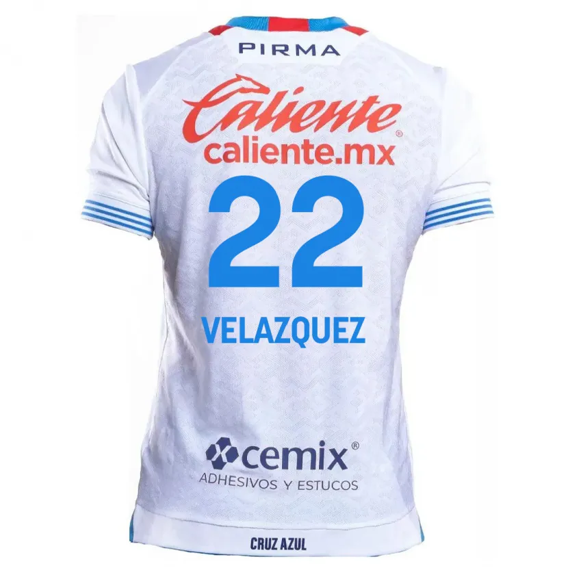 Danxen Mulher Camisola Hireri Velazquez #22 Branco Azul Alternativa 2024/25 Camisa