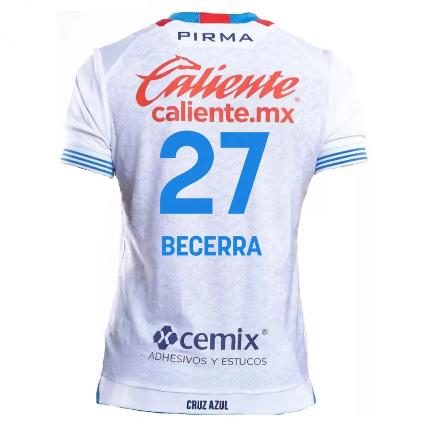 Danxen Mulher Camisola Ana Becerra #27 Branco Azul Alternativa 2024/25 Camisa