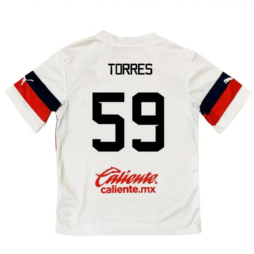 Danxen Mulher Camisola Christian Torres #59 Branco Vermelho Alternativa 2024/25 Camisa