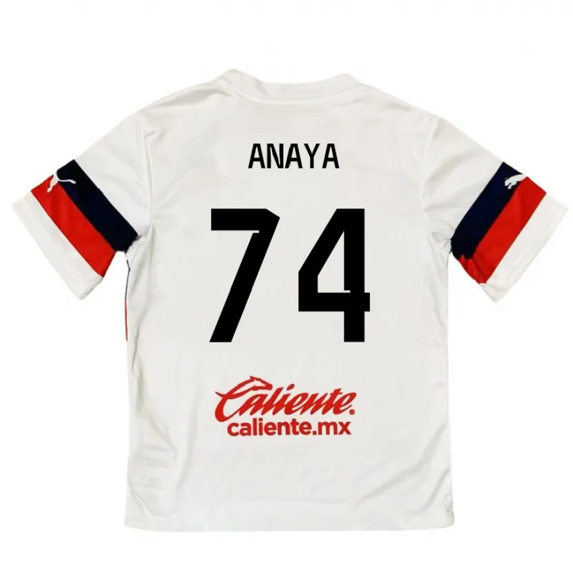 Danxen Mulher Camisola Mario Anaya #74 Branco Vermelho Alternativa 2024/25 Camisa