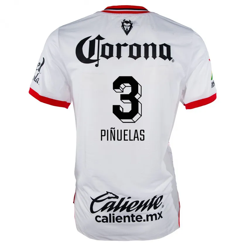 Danxen Mulher Camisola Fernando Piñuelas #3 Branco Vermelho Alternativa 2024/25 Camisa