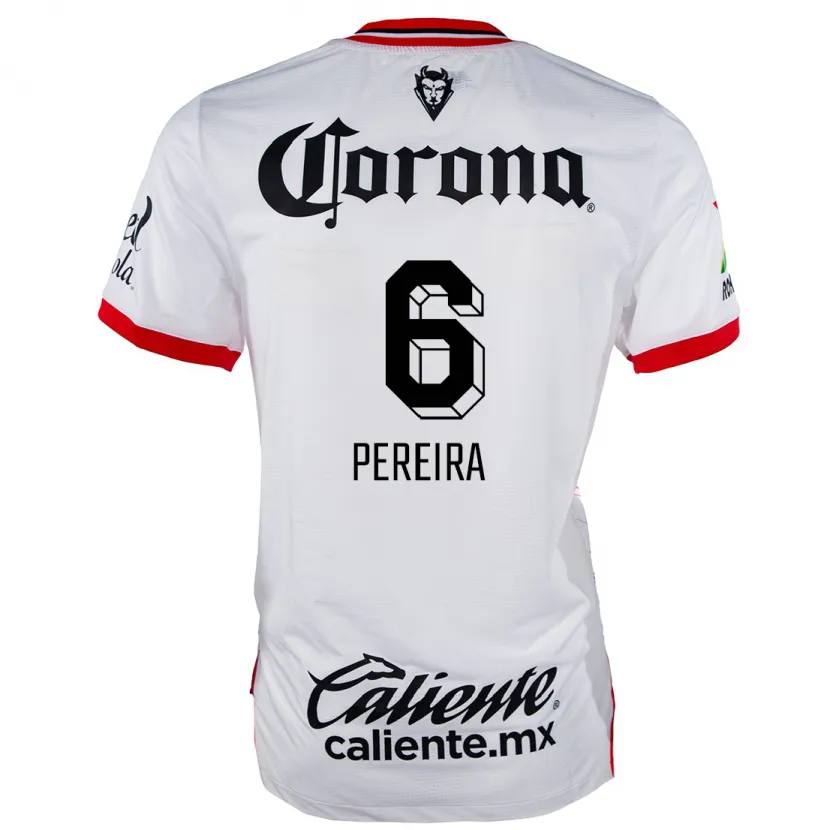 Danxen Mulher Camisola Federico Pereira #6 Branco Vermelho Alternativa 2024/25 Camisa