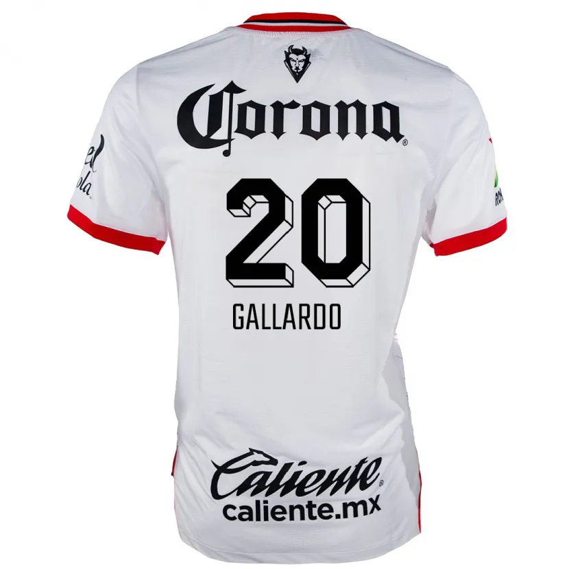 Danxen Mulher Camisola Jesús Gallardo #20 Branco Vermelho Alternativa 2024/25 Camisa