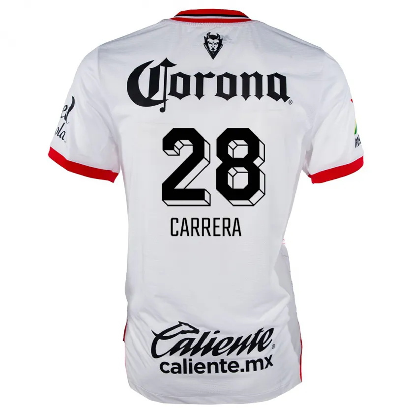 Danxen Mulher Camisola Nico Carrera #28 Branco Vermelho Alternativa 2024/25 Camisa