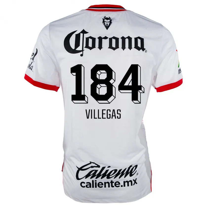 Danxen Mulher Camisola Abraham Villegas #184 Branco Vermelho Alternativa 2024/25 Camisa