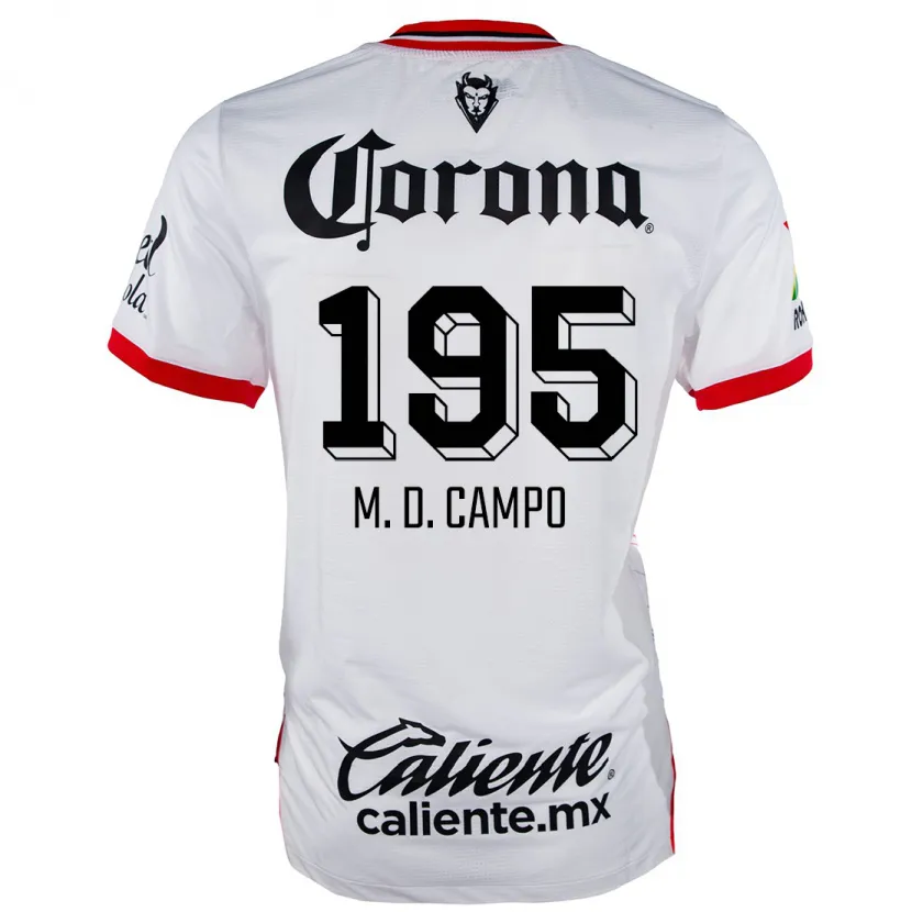 Danxen Mulher Camisola Arturo Martín Del Campo #195 Branco Vermelho Alternativa 2024/25 Camisa