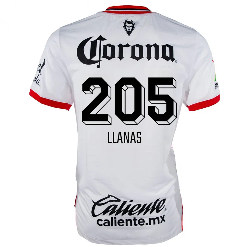 Danxen Mulher Camisola Emmanuel Llanas #205 Branco Vermelho Alternativa 2024/25 Camisa