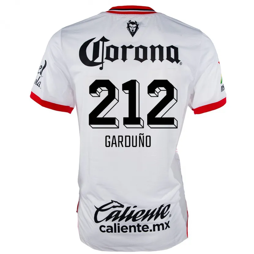 Danxen Mulher Camisola Carlos Garduño #212 Branco Vermelho Alternativa 2024/25 Camisa