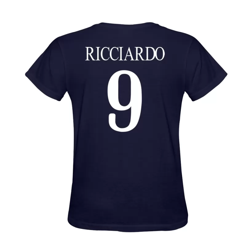 Homem Giovanni Ricciardo #9 Azul Escuro Design De Camiseta Camisola